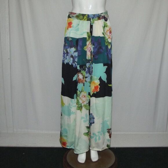 RANNA GILL Maxi Skirt, S, Color Block Floral, Pleated, Side Zipper, Multicolor - Picture 15 of 15